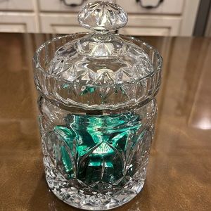 Vintage 80s 90s Clear Fancy Cut Lead Crystal Covered Candy Nut Biscuit Dish Jar